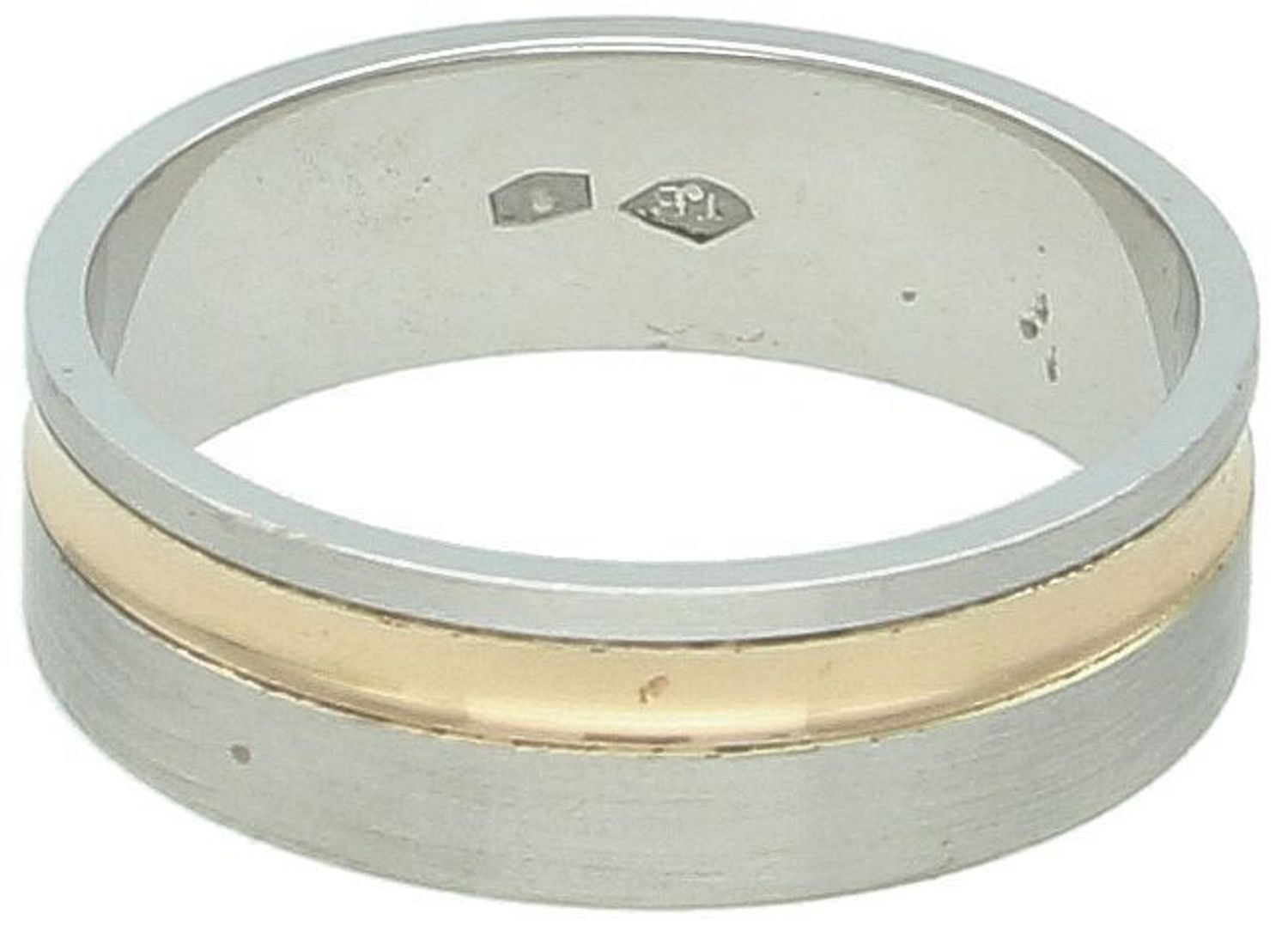 Złota obrączka damska płaska z żółtym paskiem 585 – elegancja i ponadczasowy styl.jpg